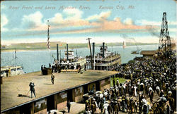 River Front And Levee Missouri River Postcard