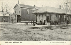 Depot Scene Butlerville, IN Postcard Postcard