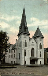 First M. E. Church Shelbyville, IN Postcard Postcard