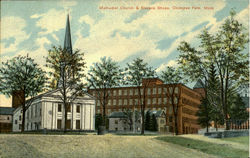 Methodist Church & Stevens Shops Chicopee Falls, MA Postcard Postcard