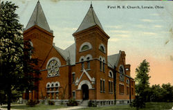 First M. E. Church Lorain, OH Postcard Postcard