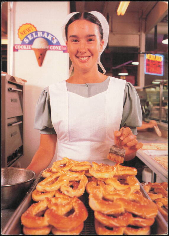 Amish Woman Baking Soft Pretzels, Reading Terminal Market Philadelphia Pennsylvania