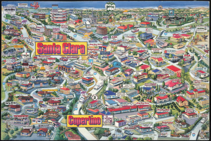 Santa Clara and Cupertino Illustrated Map California