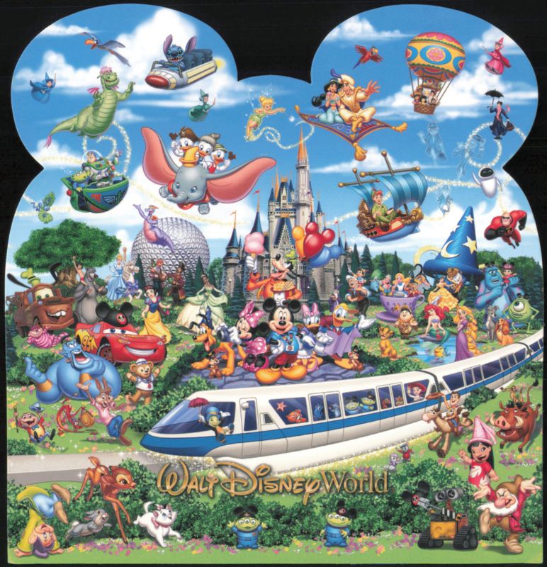 Walt Disney World Characters and Monorail Scene Lake Buena Vista Florida