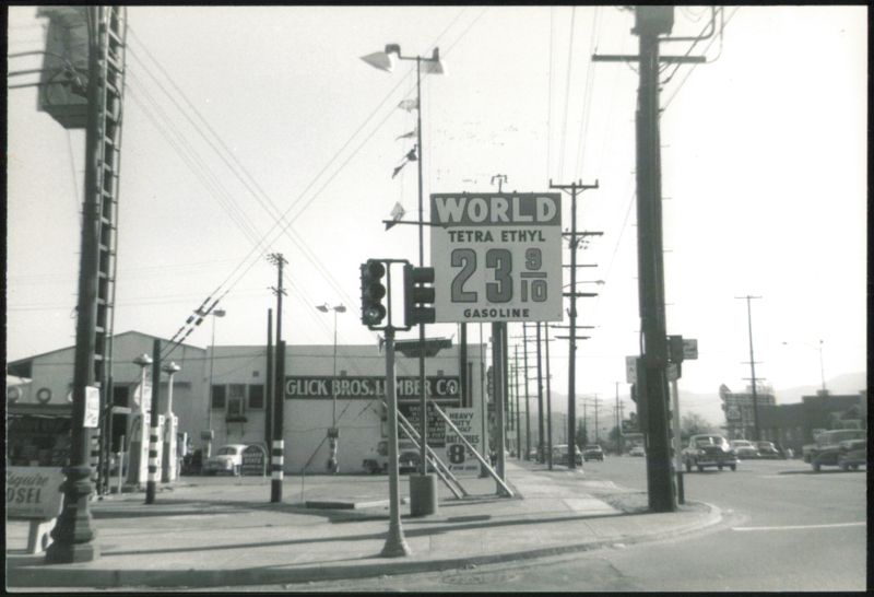 Glick Bros. Lumber Co. and World Gasoline Station Burbank California