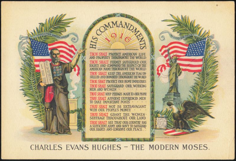 Charles Evans Hughes The Modern Moses 1916 Political Card