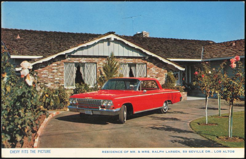 Red Chevrolet in Driveway, Residence of Ralph Larsen Los Altos California