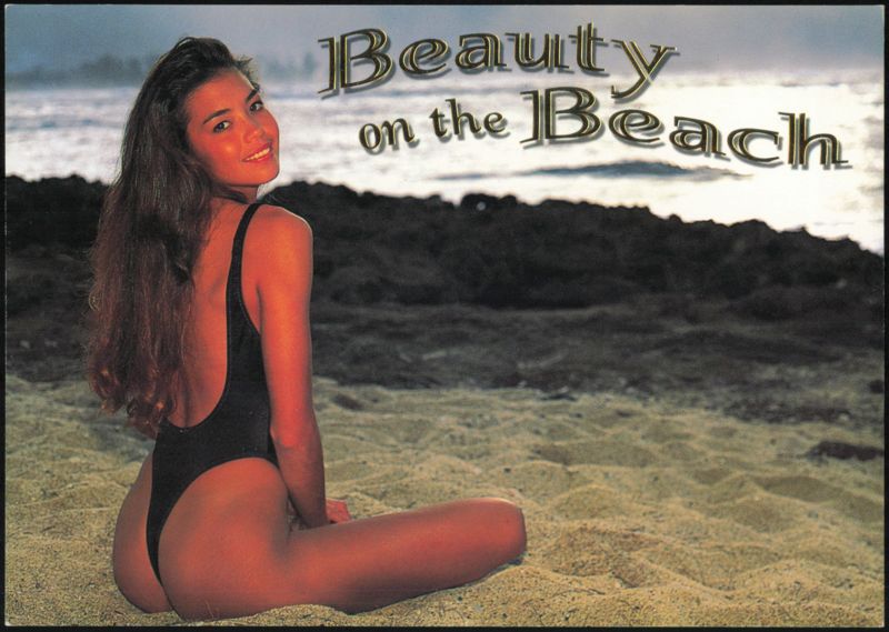 Beauty on the Beach, Woman in Black Swimsuit, Hawaii