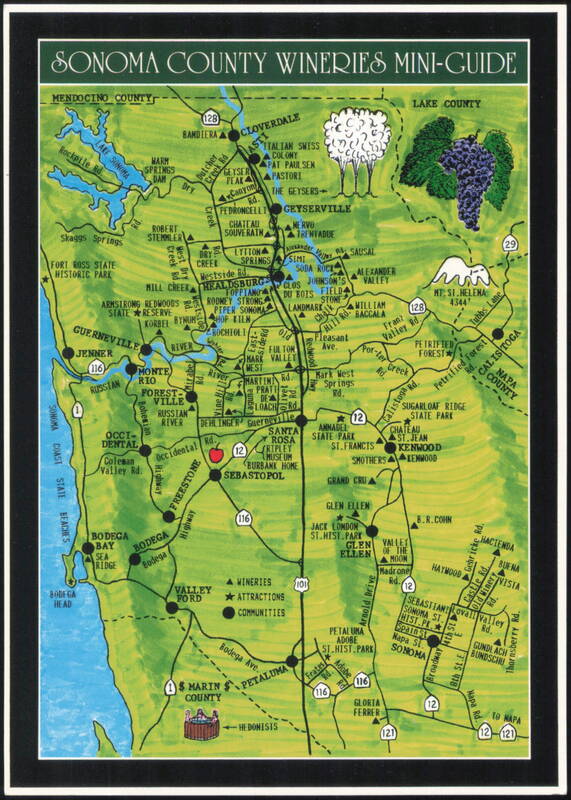 Sonoma County Wineries Mini-Guide Map
