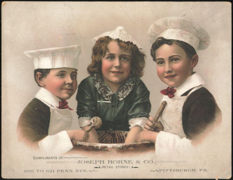 Three Children Cooking, Joseph Horne & Co. Advertising Pittsburgh Pennsylvania