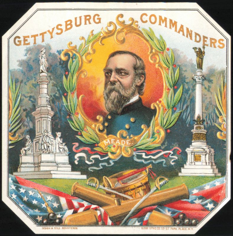 Gettysburg Commanders Meade Portrait with Monuments