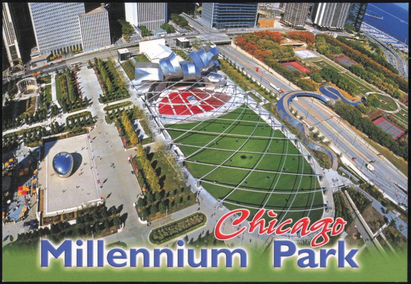 Millennium Park, Jay Pritzker Pavilion and Cloud Gate Chicago Illinois
