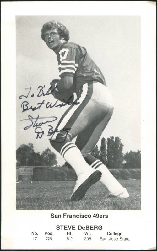 Steve DeBerg San Francisco 49ers Quarterback Autographed
