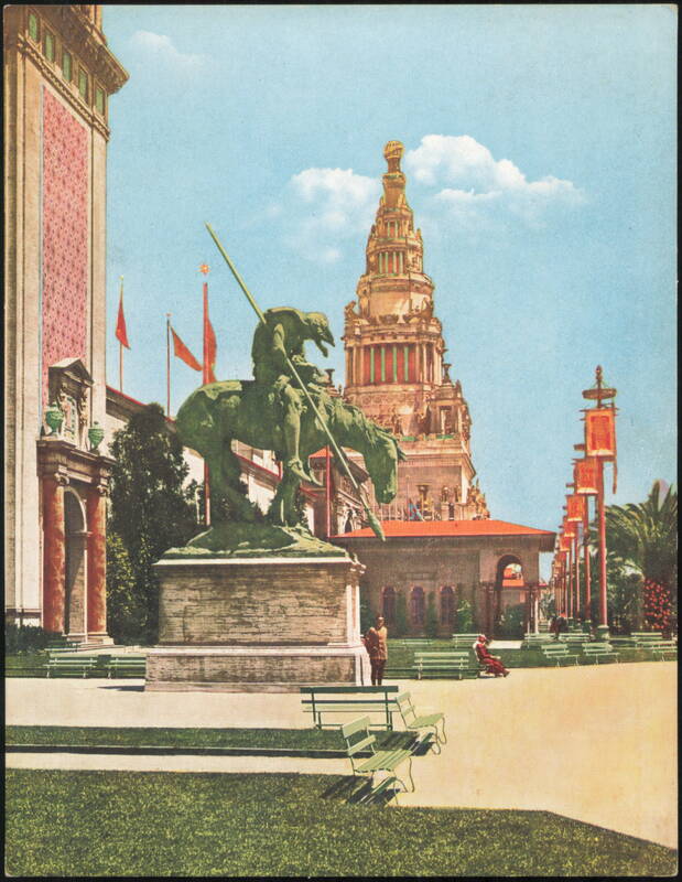 End of the Trail Statue and Tower of Jewels San Francisco California