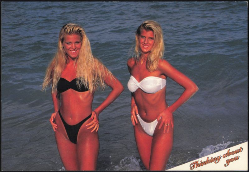 Two Women in Bikinis at the Beach, Thinking About You Hawaii