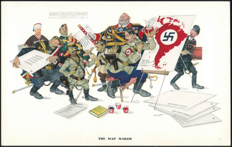 The Map Maker by Arthur Szyk, WWII Axis Caricature