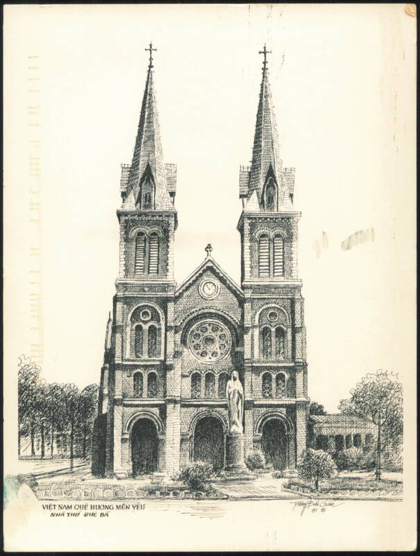 Notre Dame Cathedral, Saigon, Vietnam Sketch Ho Chi Minh City