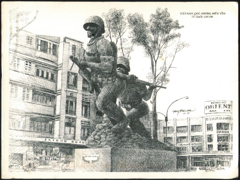 Saigon Marine Monument Sketch, Vietnam War Memorial