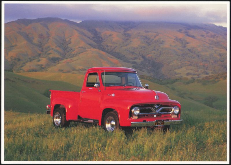Red Ford F-100 Pickup Truck in Mountain Landscape John Wagner