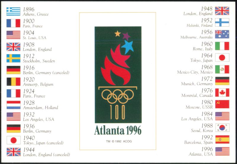Atlanta 1996 Olympic Games 100 Year History Timeline Georgia