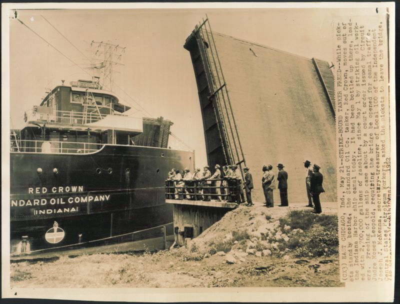 Standard Oil Tanker Red Crown Strike-Bound in Canal East Chicago Indiana