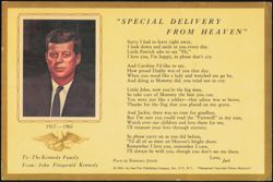 Special Delivery From Heaven Poem for John F. Kennedy Large Format Postcard