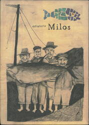 Estiatorio Milos Restaurant Illustration with Fishermen Large Format Postcard