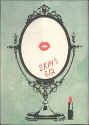 Skins 6/2 Art Print with Mirror and Lipstick Large Format Postcard