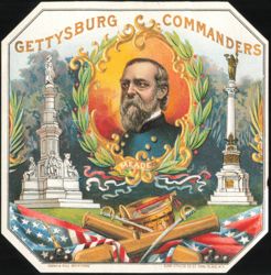 Gettysburg Commanders Meade Portrait with Monuments Cigar Label