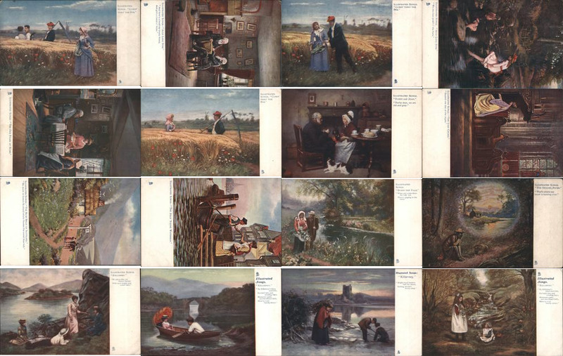Lot of 16: Raphael Tuck & Sons Illustrated Songs Oilette Postcards Killarney