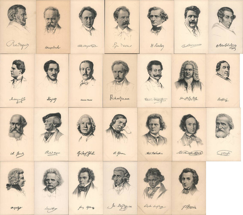 Lot of 27: Stengel & Co Classical Composers Postcards Beethoven Mozart Wagner
