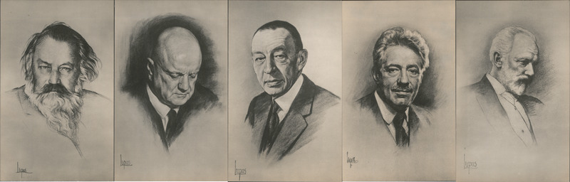 Lot of 6: 1933 Lupas Composers Portrait Cards Brahms Sibelius Tchaikovsky