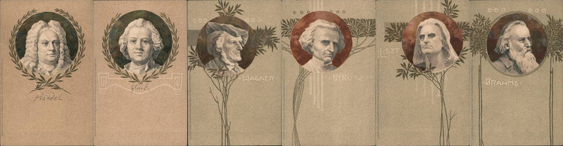 Lot 6: Meissner & Buch Composers Postcards Wagner Liszt Brahms Handel