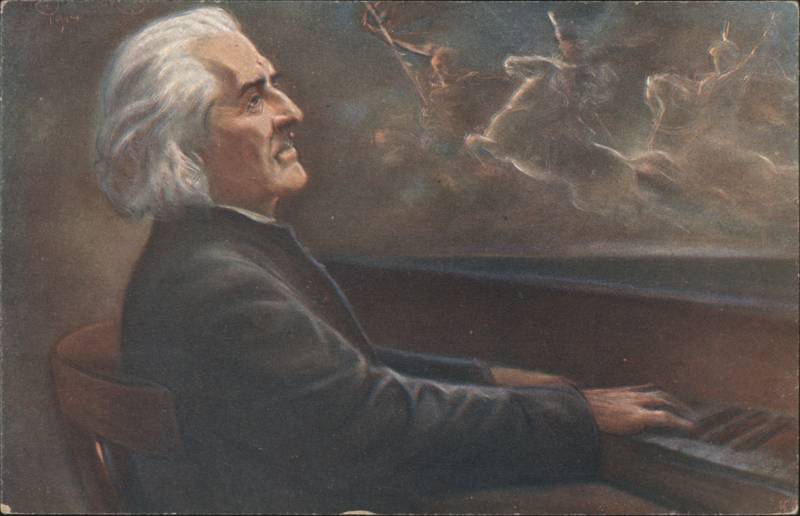 Franz Liszt Playing Piano Hungarian Rhapsody Art Composers
