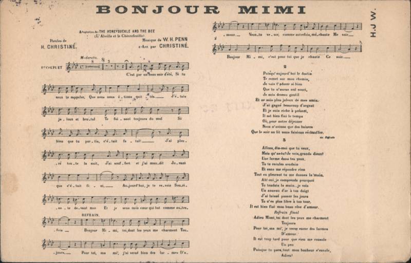 Bonjour Mimi Sheet Music - Henri Christiné, W.H. Penn