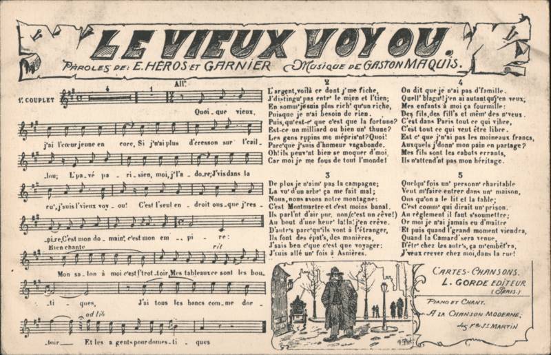 Le Vieux Voyou French Song Sheet Music by Gaston Maquis