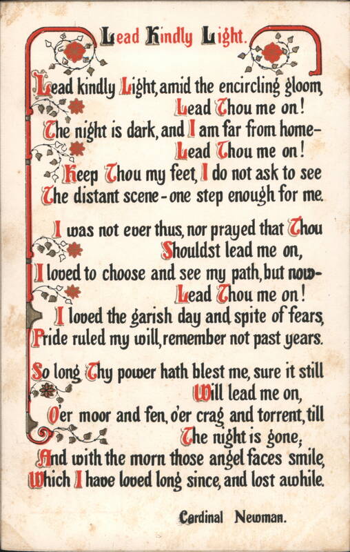 Lead Kindly Light Cardinal Newman Poem Sheahan Motto