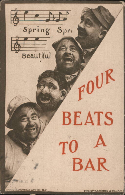 Four Beats to a Bar Comic Singing Men Music Pun