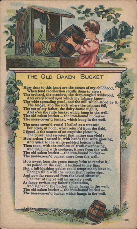 The Old Oaken Bucket Illustrated Poem Boy at Well
