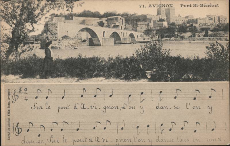 Pont St-Bénézet with Sur le Pont d'Avignon Sheet Music France