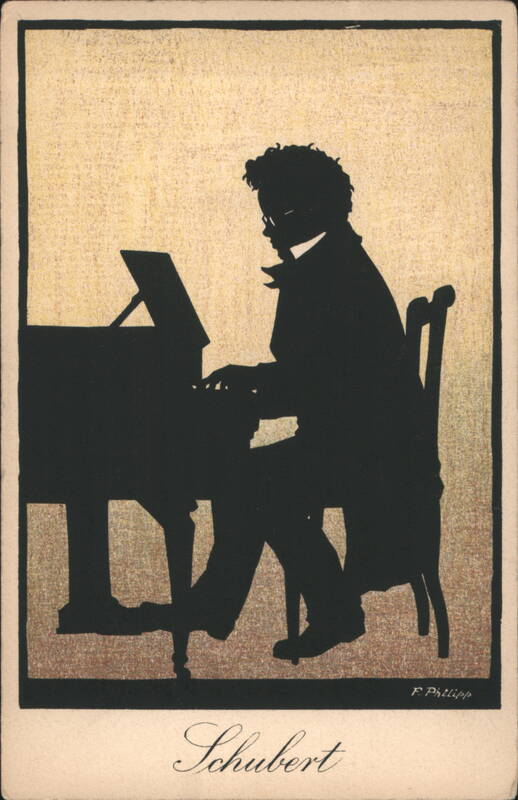 Franz Schubert at Piano Silhouette Art by F. Philipp
