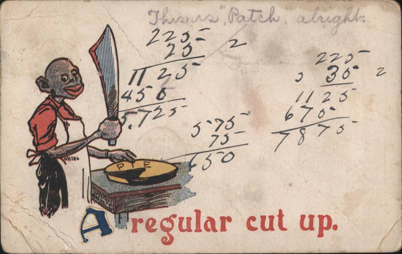 A Regular Cut Up Black Baker Caricature with Cleaver Pie