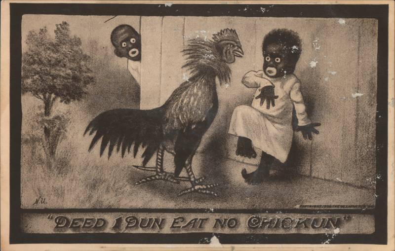 'Deed I Dun Eat No Chickun' Child & Rooster Comic N.U.