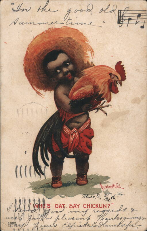 Bernhard Wall Who's Dat Say Chickun Child with Rooster