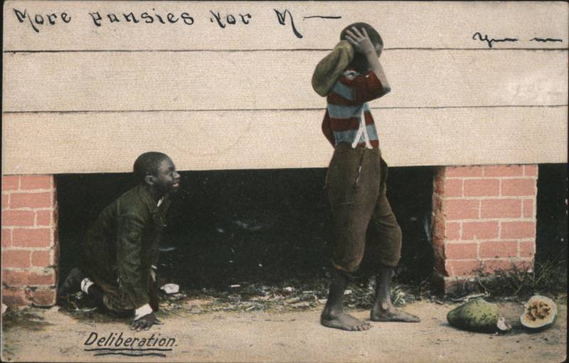 Deliberation, Two Boys with Broken Watermelon Black Americana