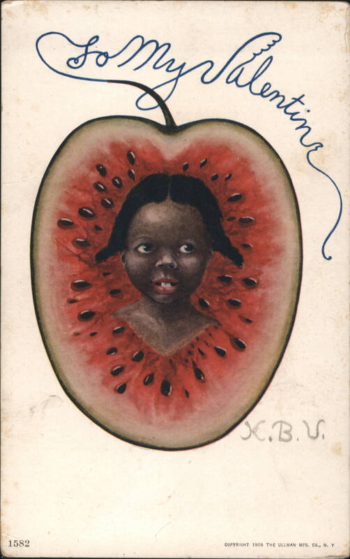 To My Valentine Black Child in Heart-Shaped Watermelon