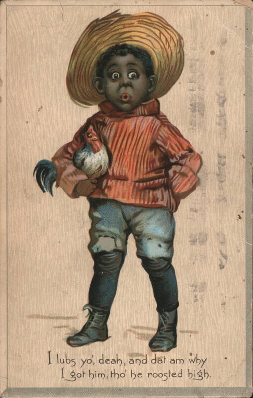 Boy with Rooster I Lubs Yo' Deah Tuck Valentine Series 108