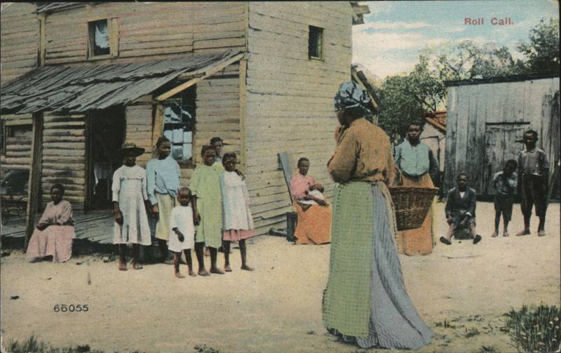 Roll Call, African American Family Outside Wooden Cabin