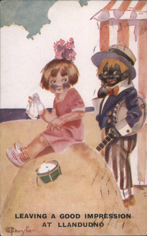 Minstrel Performer & Girl at Llandudno by F. Christie
