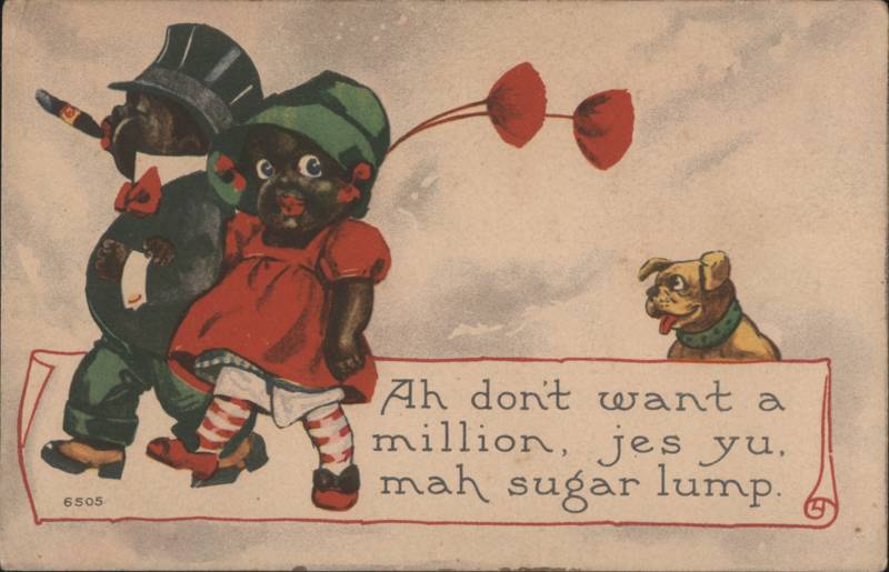 Caricature Couple Walking with Dog Ah Don't Want a Million